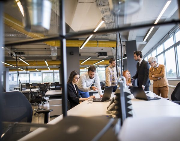 Group of business people working in the modern office