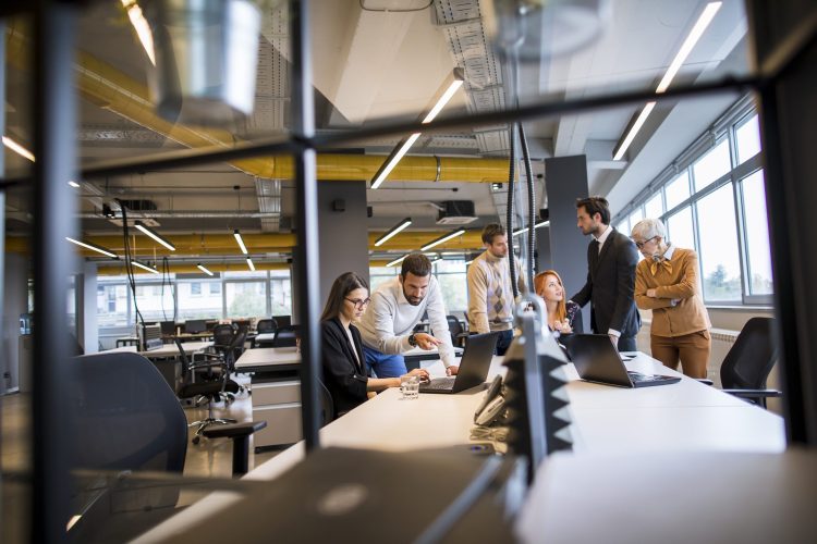 Group of business people working in the modern office